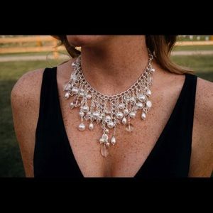 Carolily Statement Necklace - Crystal Pearl